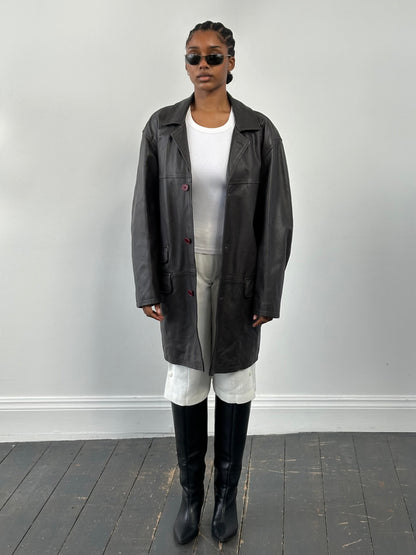 Conbipel 1990s Leather Trench Coat - XL