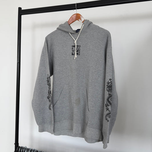 1990s stüssy distressed dragon hoodie | O/S, Grey