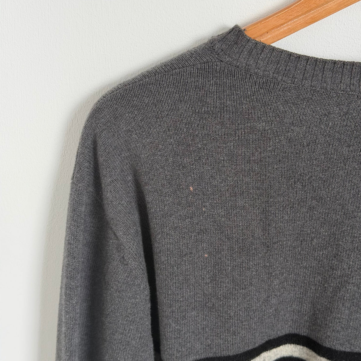 2000s armani jeans eagle knit jumper | O/S, Charcoal Grey