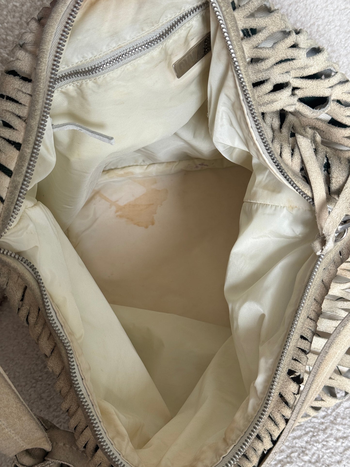 90s Miu Miu Suede Lattice Hobo Bag | O/S, Multicoloured