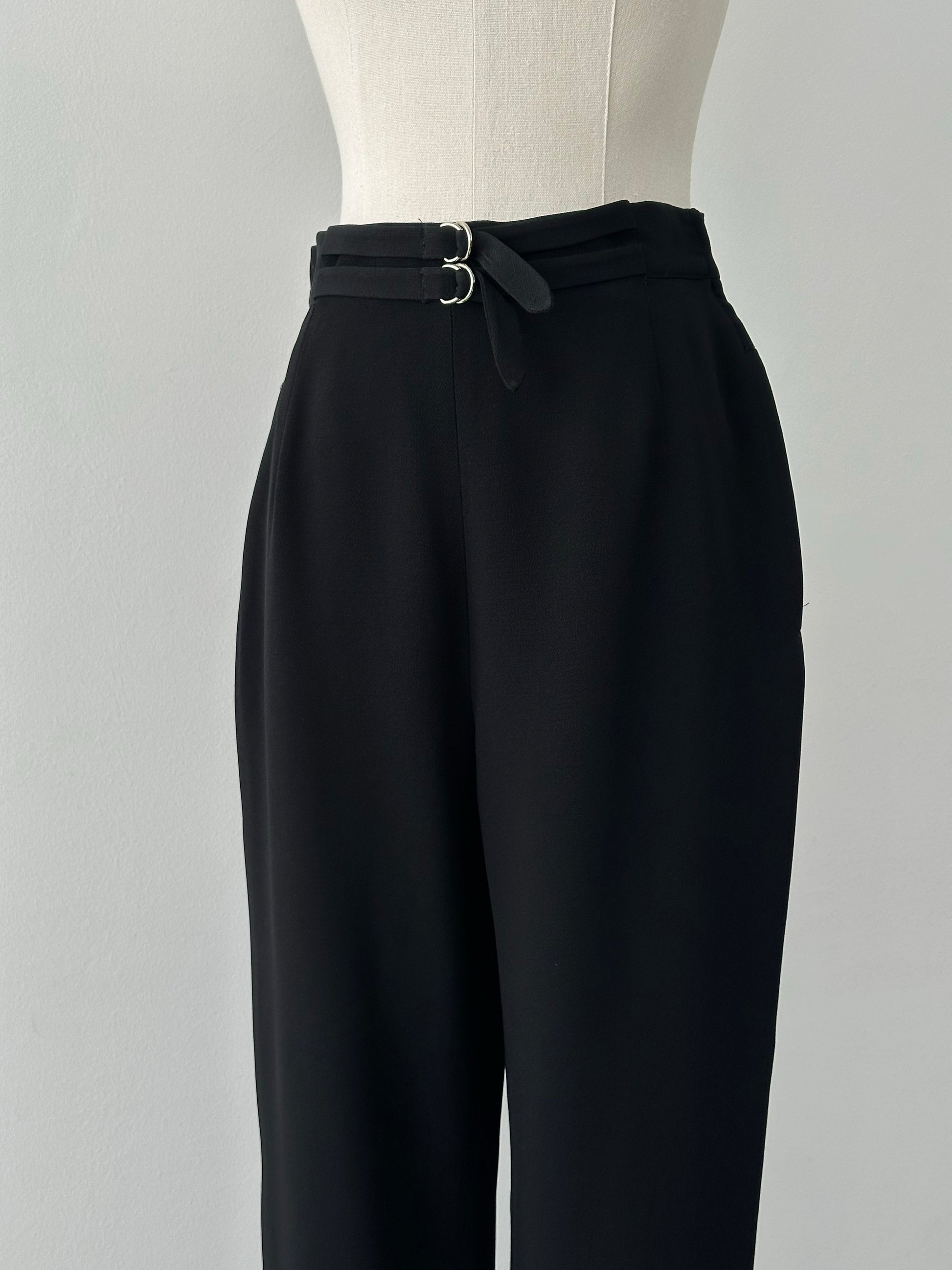 Mani 1990s Double Belt High Waist Tapered Trousers - W26