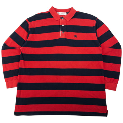Vintage Burberry Striped Long Sleeve Polo Shirt Size L