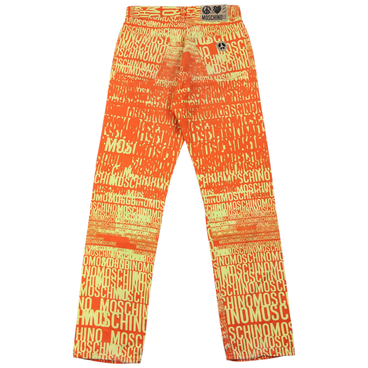 Vintage 90s Moschino Jeans Logo Text Print Trousers Size W29 | W29, Multicoloured