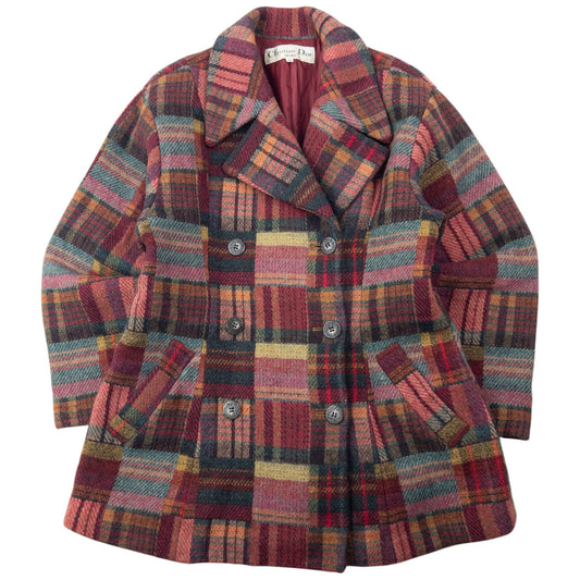 Vintage 90s Dior Sports Checkered Wool Jacket Womens Size L | Large, Red