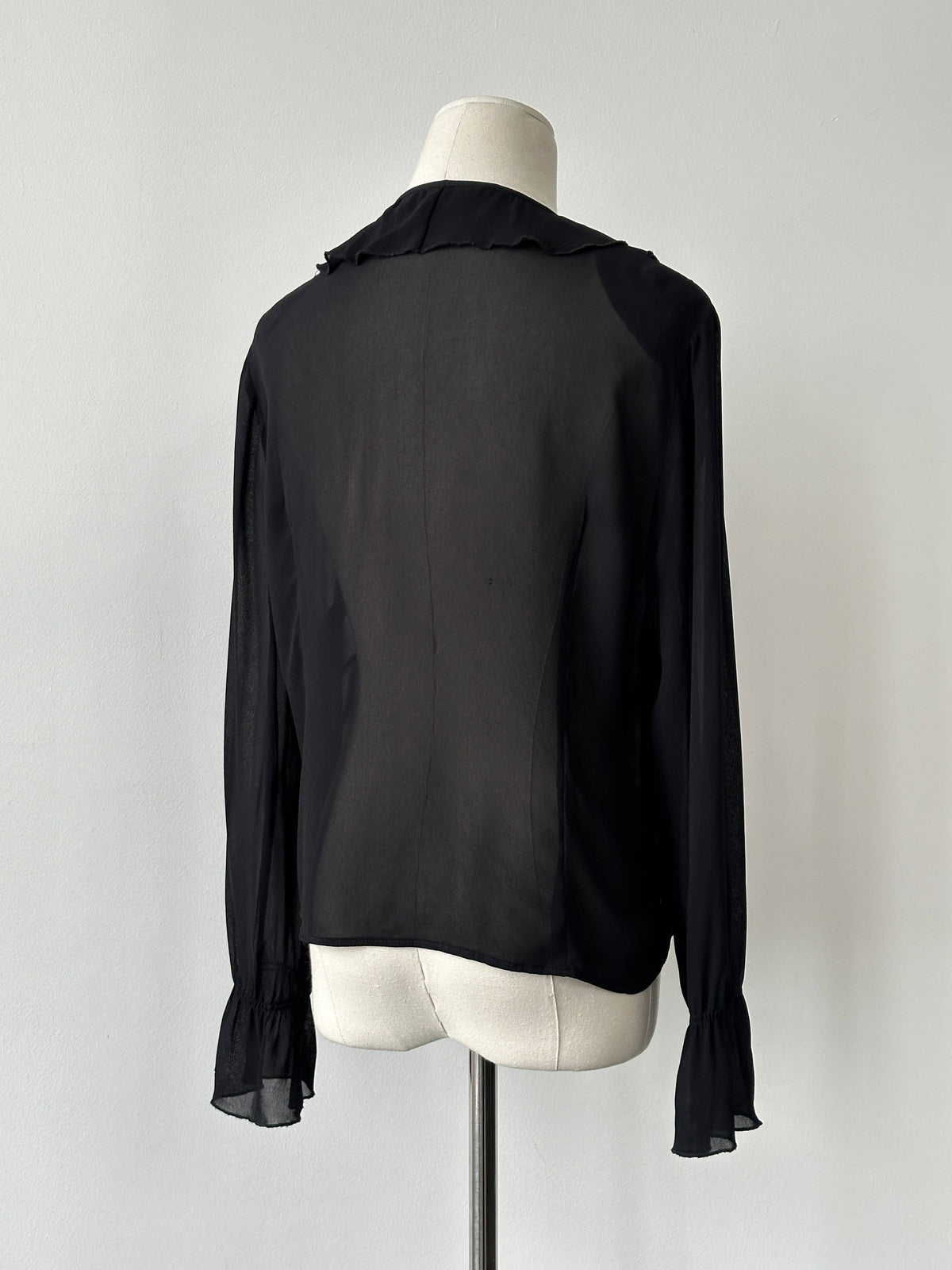 Vintage 1990s Sheer Ruffle Shirt - M