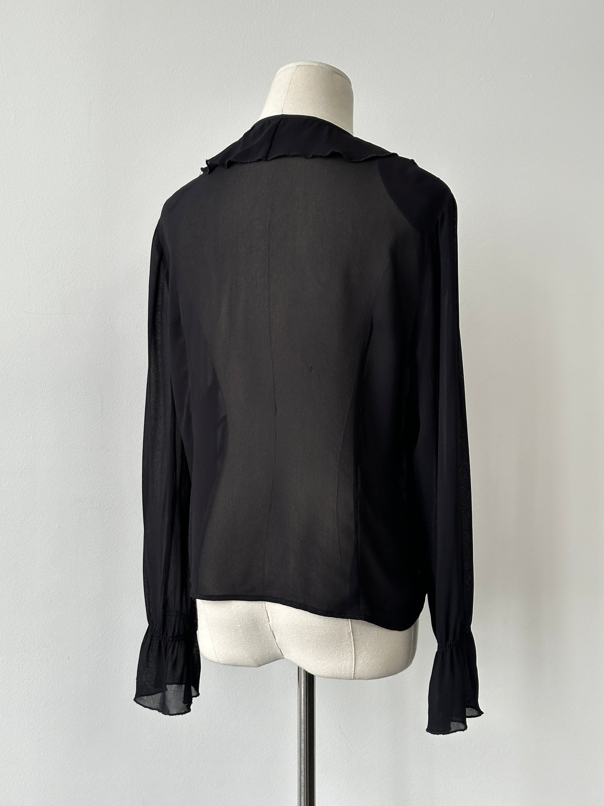 Vintage 1990s Sheer Ruffle Shirt - M
