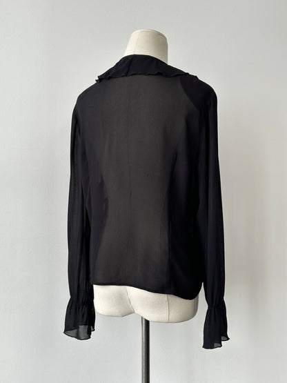 Vintage 1990s Sheer Ruffle Shirt - M