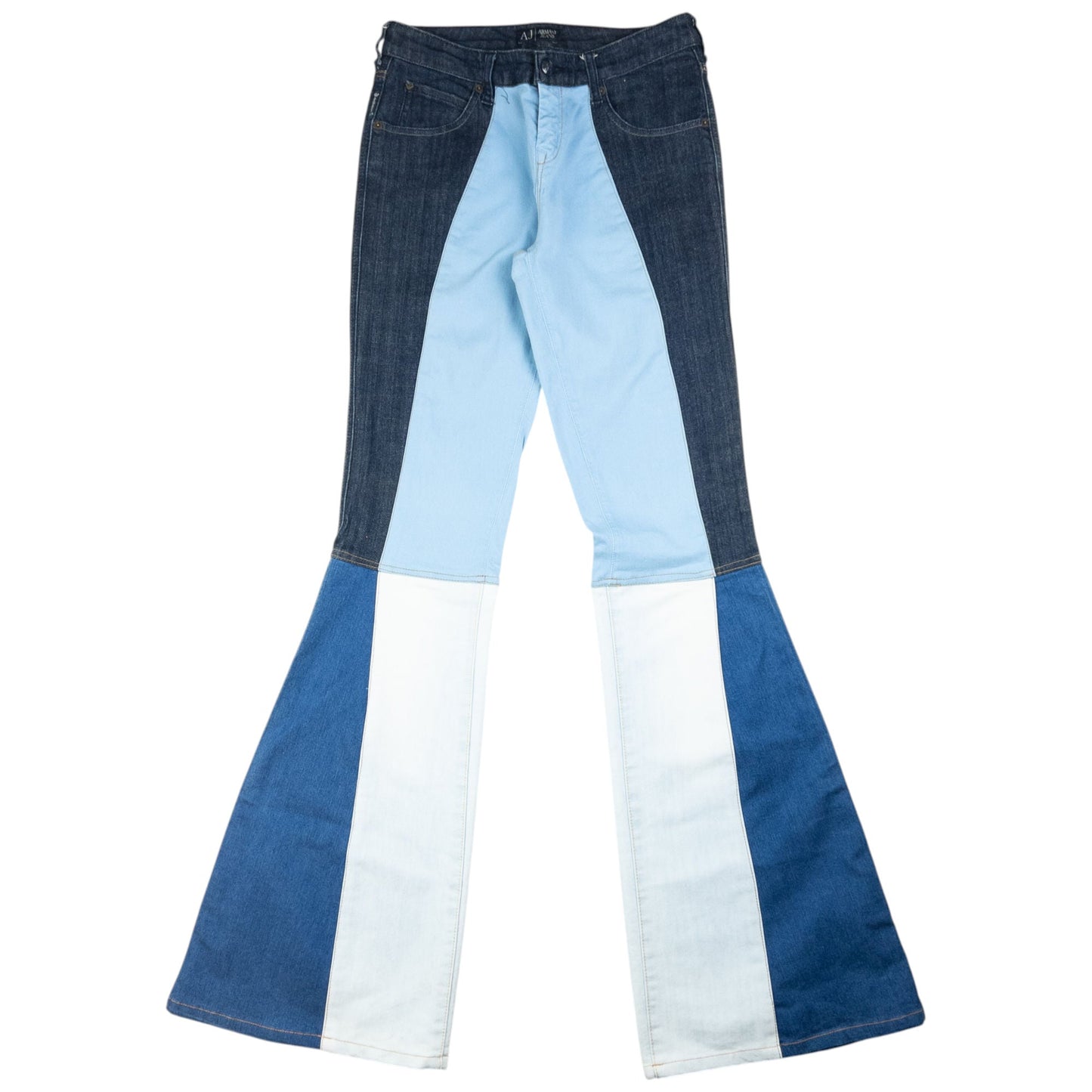 Vintage Armani Jeans Colour Block Flared Denim Jeans Womens Size W30