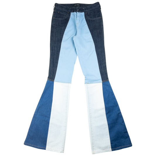 Vintage Armani Jeans Colour Block Flared Denim Jeans Womens Size W30