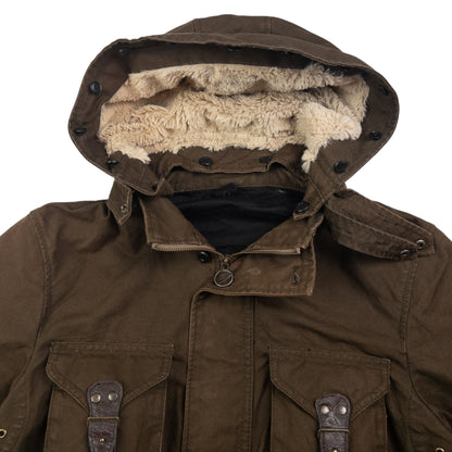 Vintage PPFM Fur Hood Zip Up Cargo Jacket Size S