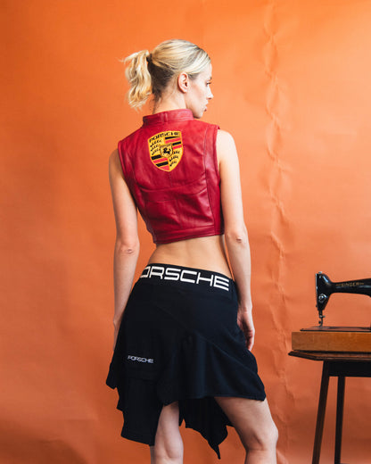 VT Rework : Custom Order - Leather Corset Racing Gilet | Red