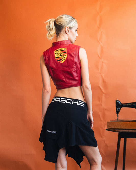 VT Rework : Custom Order - Leather Corset Racing Gilet | Red