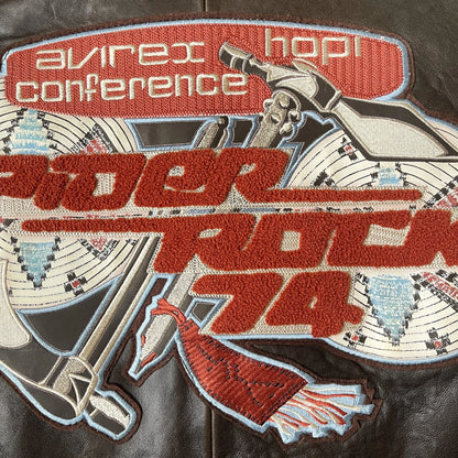 Avirex 'Spider Rock' Leather Varsity Jacket - S