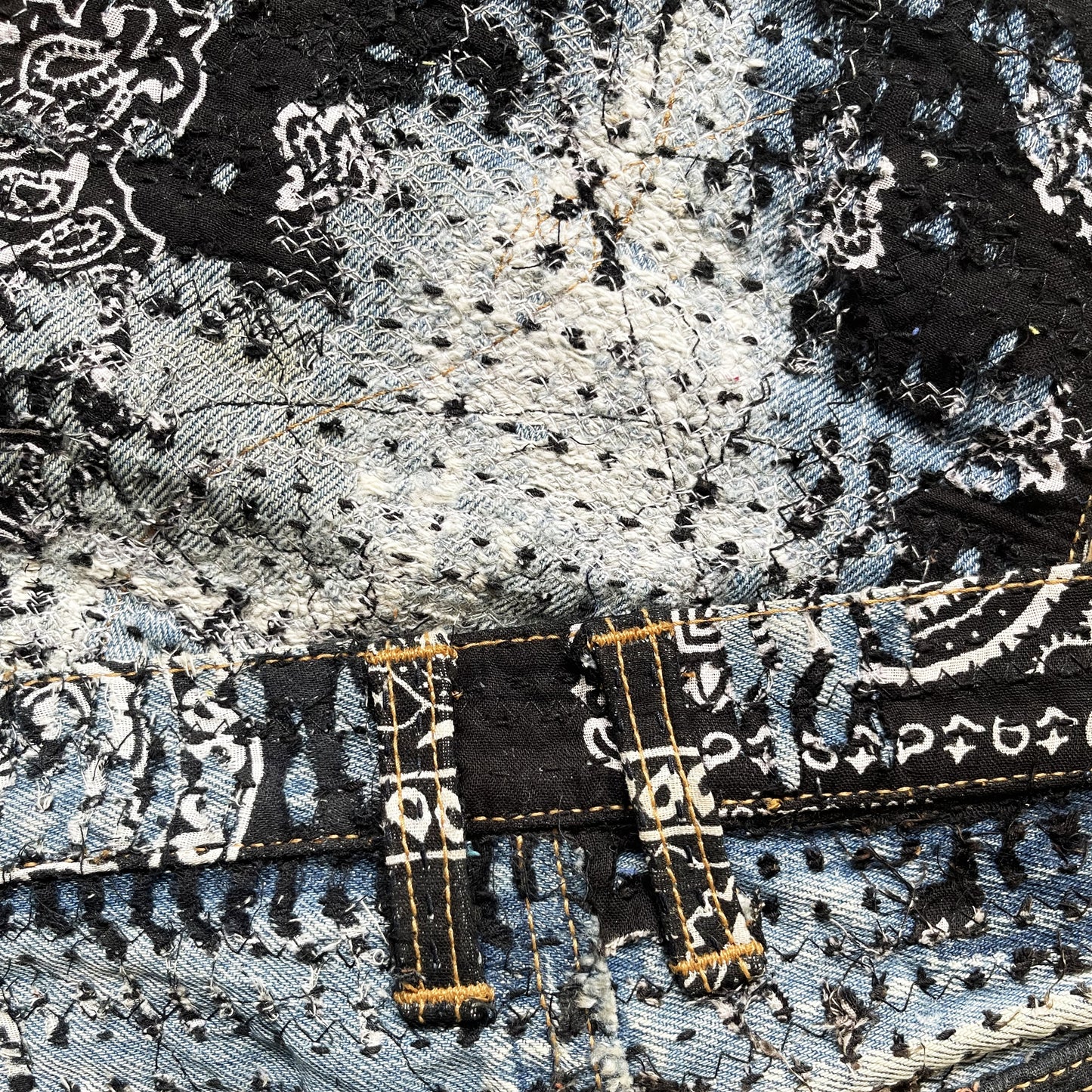 Boro Patchwork Sashiko Distressed Jeans - W34" | W34, Blue