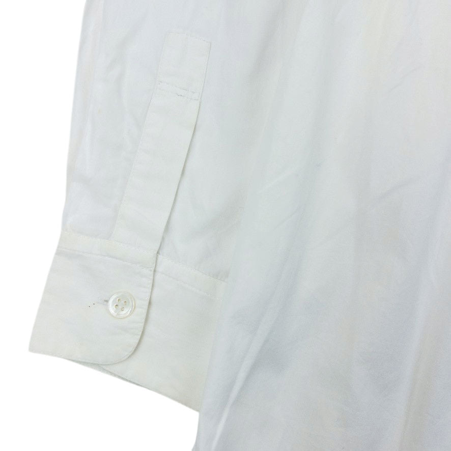 Vintage 80s Issey Miyake I.S. Crochet Collar Long Sleeve Button Up Shirt Size S | Small, White