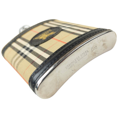 Vintage 90s Burberry Nova Check Steel Hip Flask | O/S, Beige, Black, Red