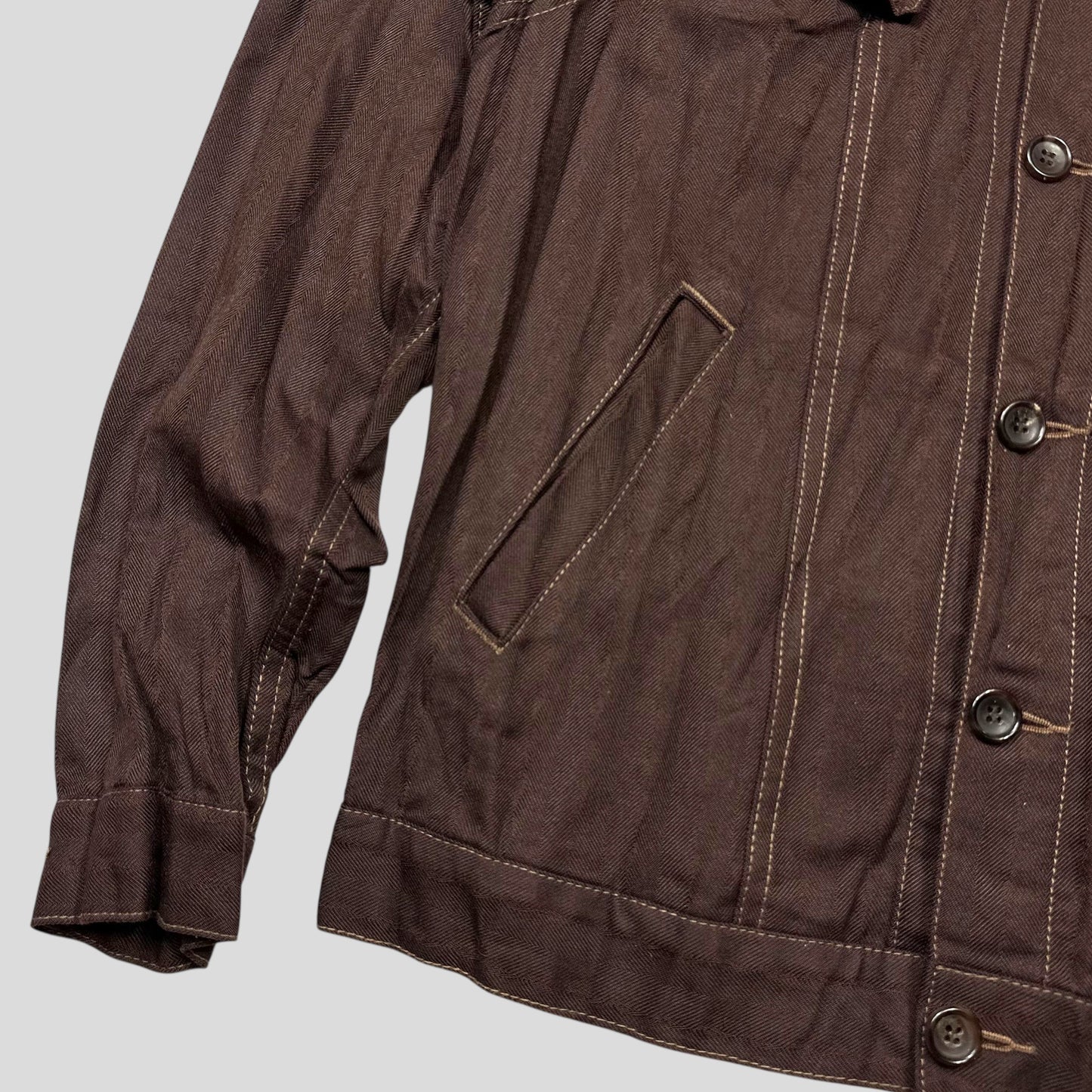 CDG Homme 2004 Crinkle Striped Work Jacket - L (M)