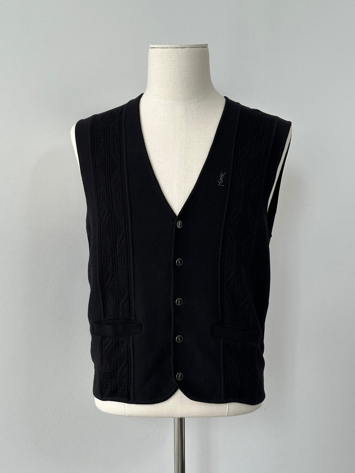 Yves Saint Laurent 1990s Pure Wool Bespoke Button Waistcoat - M