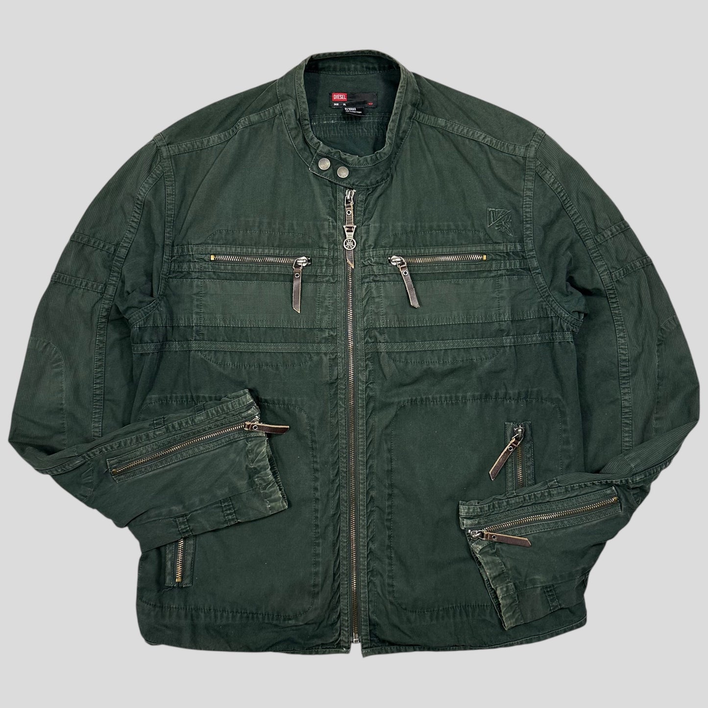 Diesel 00’s Green Cotton Multipocket Cargo Moto Jacket - L