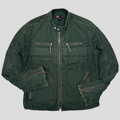 Diesel 00’s Green Cotton Multipocket Cargo Moto Jacket - L