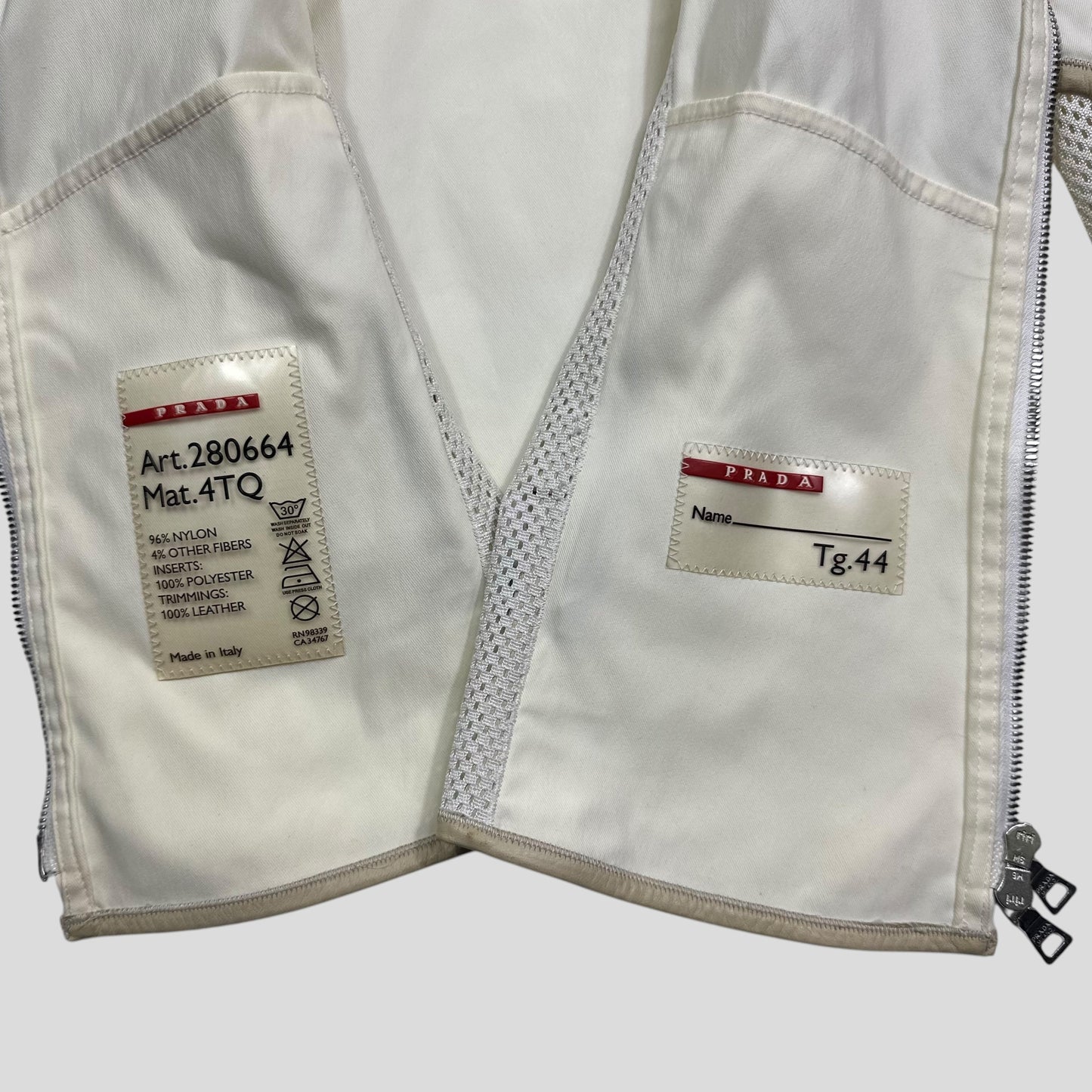 Prada Sport SS00 Mesh and Leather Nylon Moto Jacket - IT44