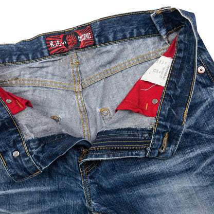 Vintage Oniarai Embroidered Monster Japanese Denim Jeans Size W32