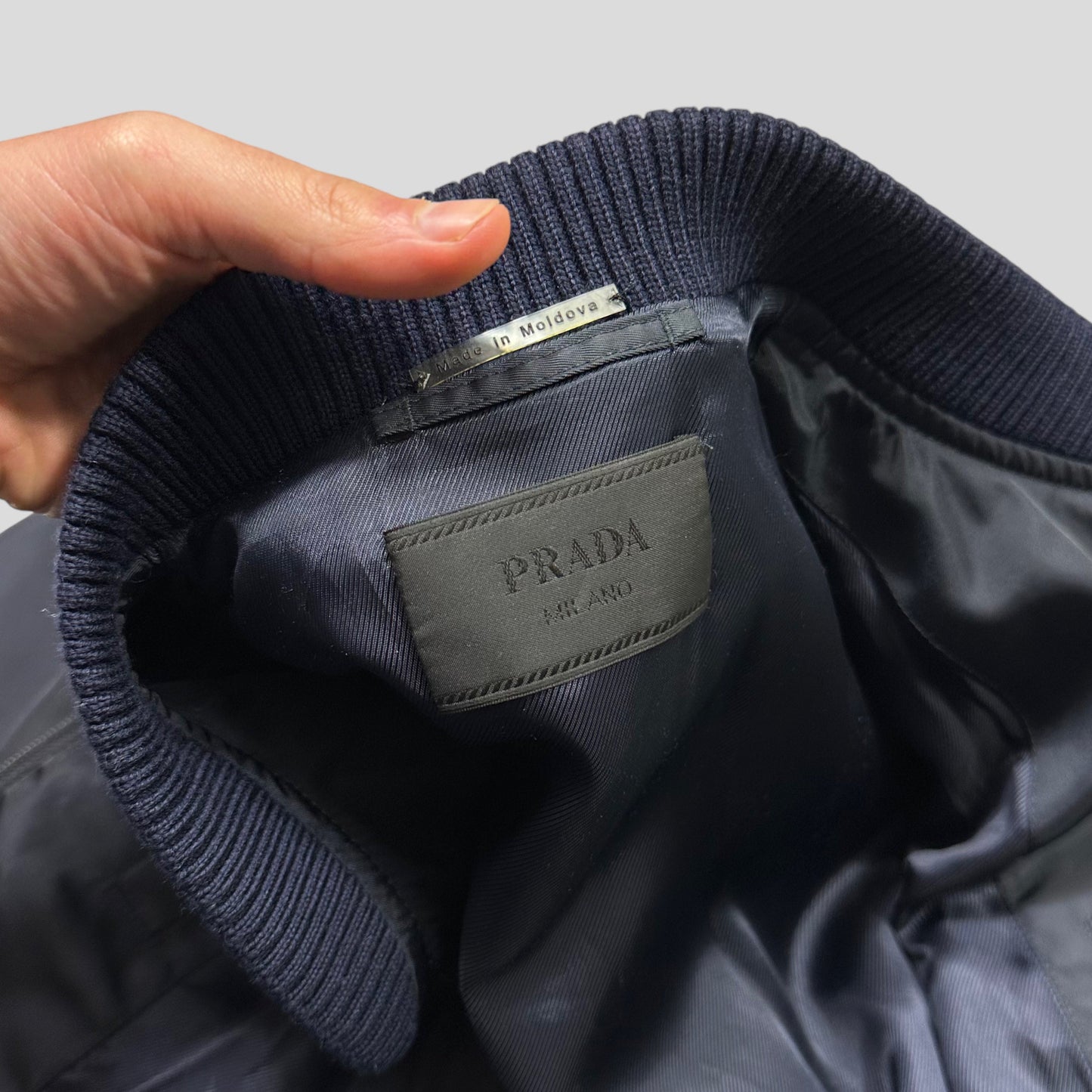 Prada Milano 2014 Midnight Blue Nylon Bomber Jacket - IT48 (L)