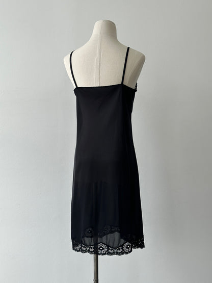 Italian Vintage 1990s Lace Sheer Slip Mini Dress - S