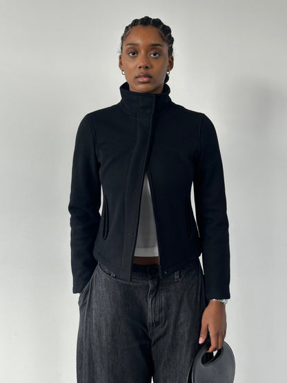 Armani Jeans 2000s Wool High Neck Minimal Jacket - S