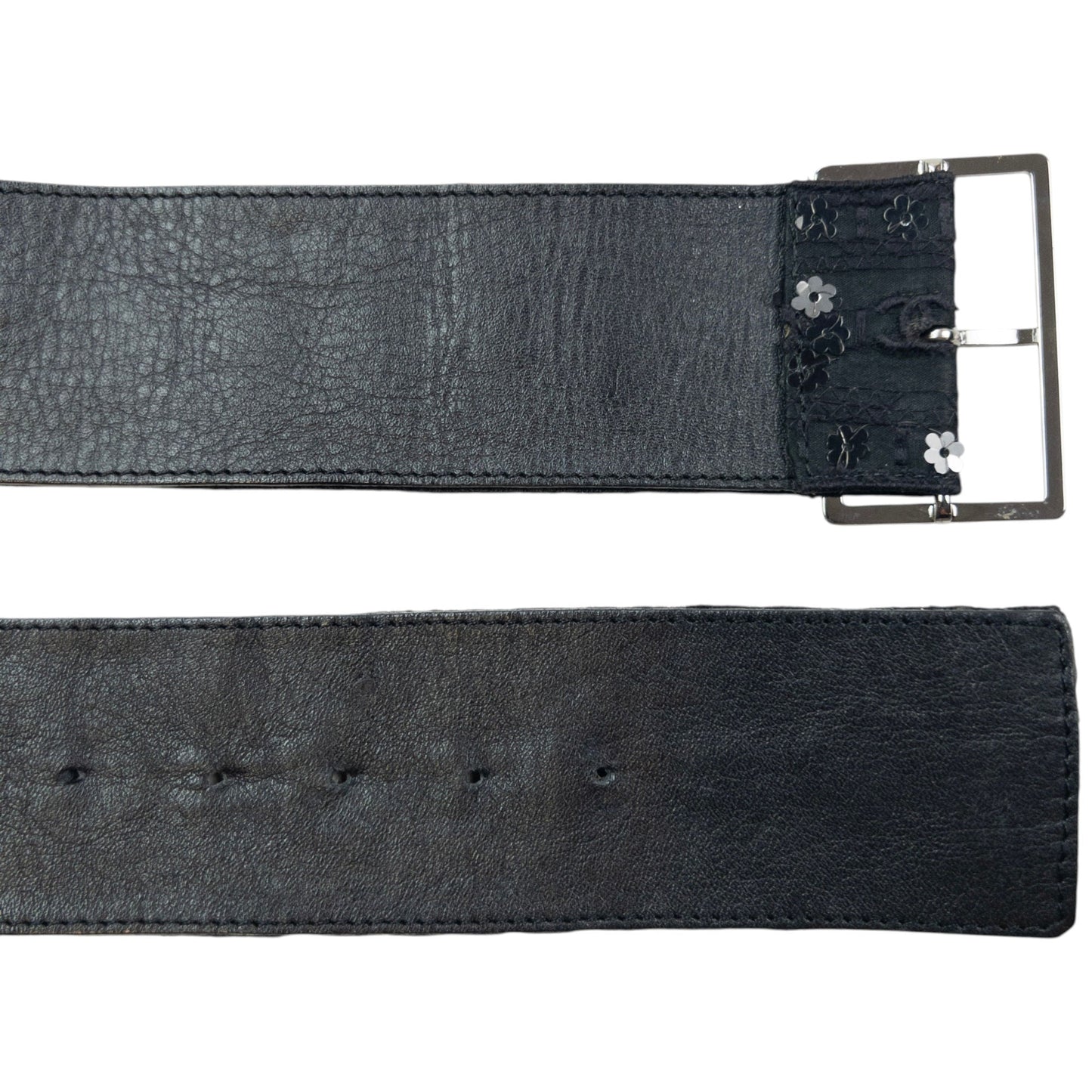 Vintage 2006 Chanel Embroidered Sequin Belt Womens Size L | O/S, Black