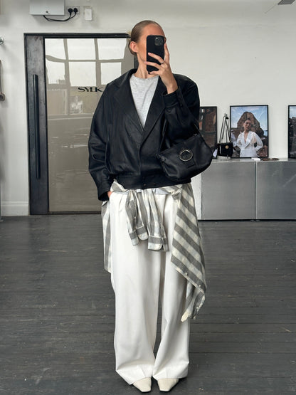 Vintage 1990s Lamb Leather Bomber Jacket - M