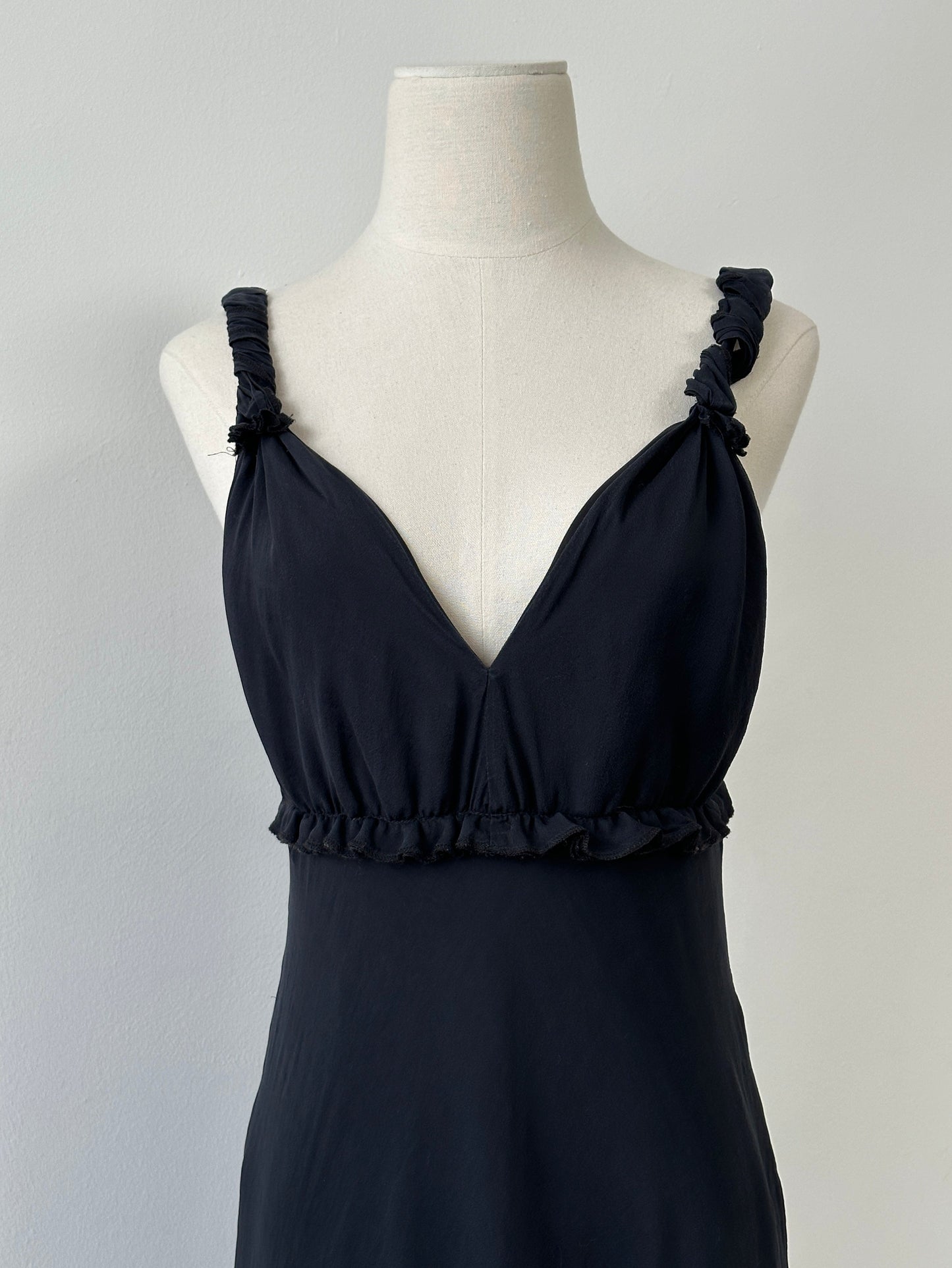 Vintage 2000s Pure Silk V Neck Layered Midi Dress - M