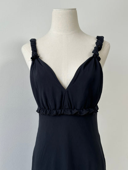 Vintage 2000s Pure Silk V Neck Layered Midi Dress - M