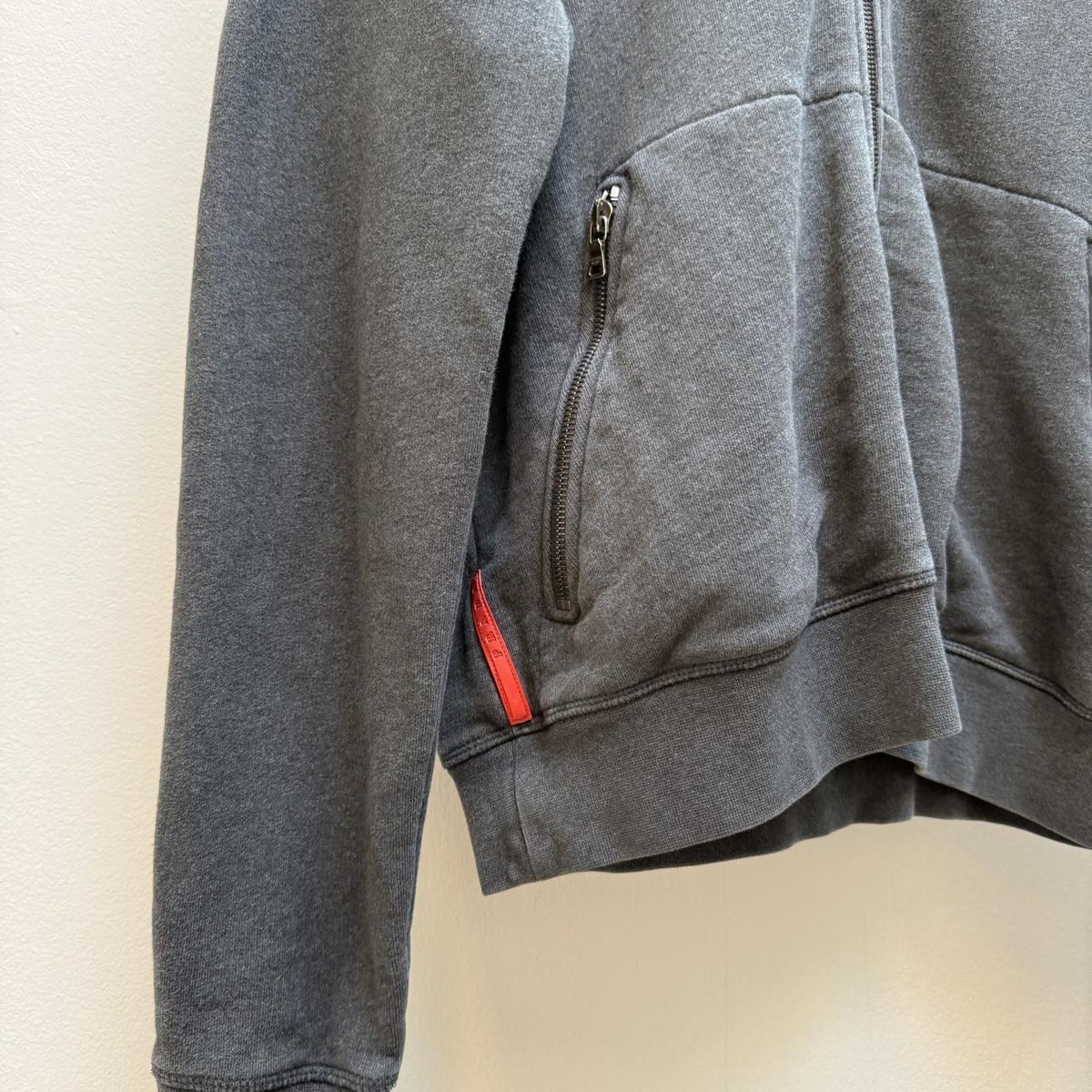 00’s Prada Sport Red Tab Zip Hoodie (M) | Medium, Grey