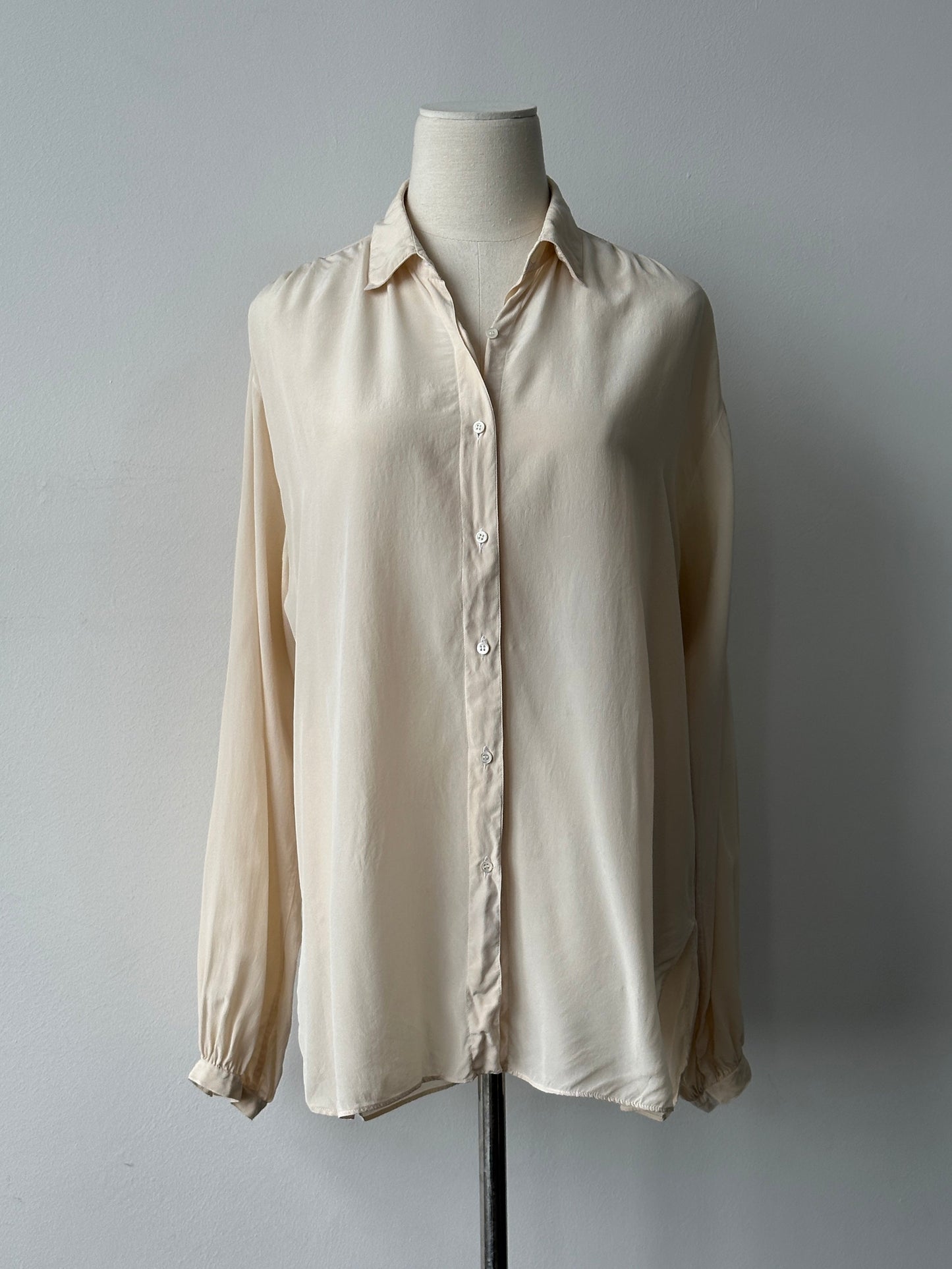 Italian Vintage 1990s Pure Silk Sheer Shirt - L