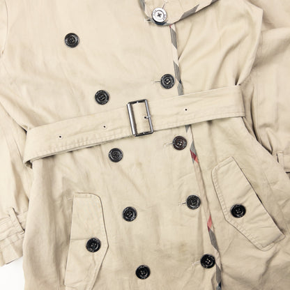 Vintage 2000s Burberry Nova Check Lined Belted Trench Jacket Womens Size M | Medium, Beige