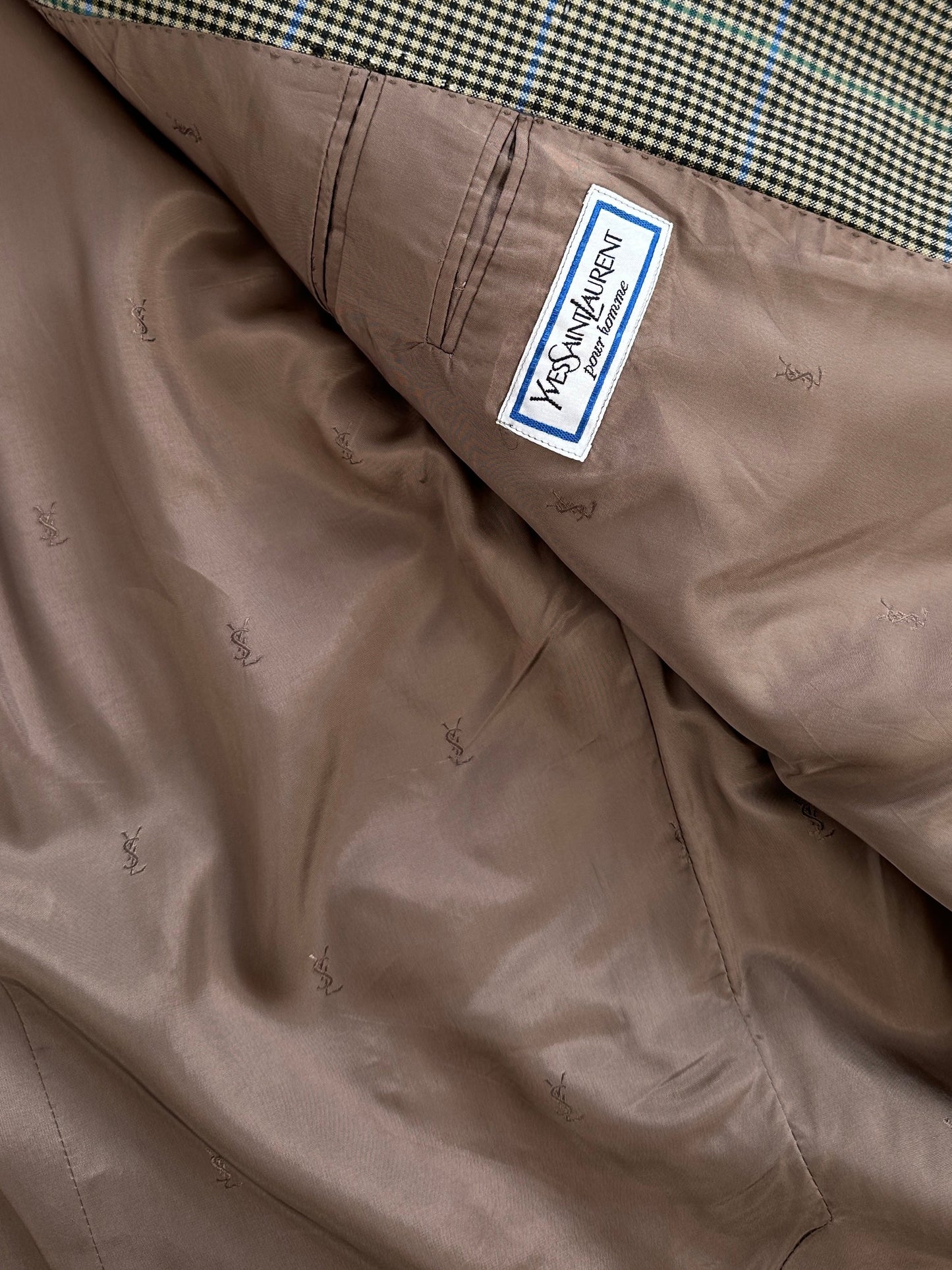 Yves Saint Laurent Pour Homme 1990s Wool Single Breasted Check Blazer - 44R/XL