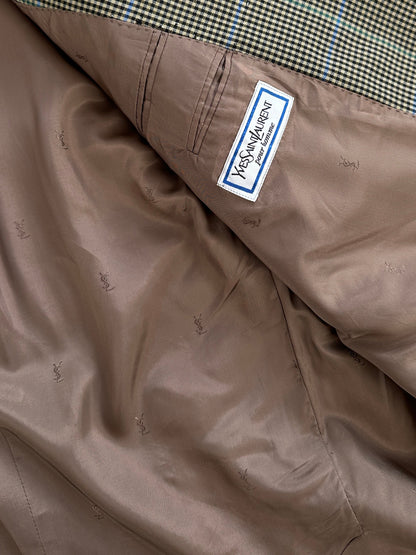 Yves Saint Laurent Pour Homme 1990s Wool Single Breasted Check Blazer - 44R/XL