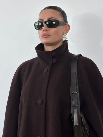 Vintage New Wool A-Line Funnel Neck Coat - XL