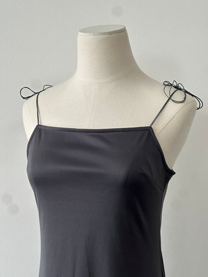 Vintage 1990s Square Neck Satin Midi Slip Dress - S