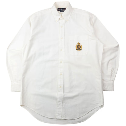 Vintage 90s Ralph Lauren Blaire Crest Long Sleeve Button Up Shirt Size L | Large, Red