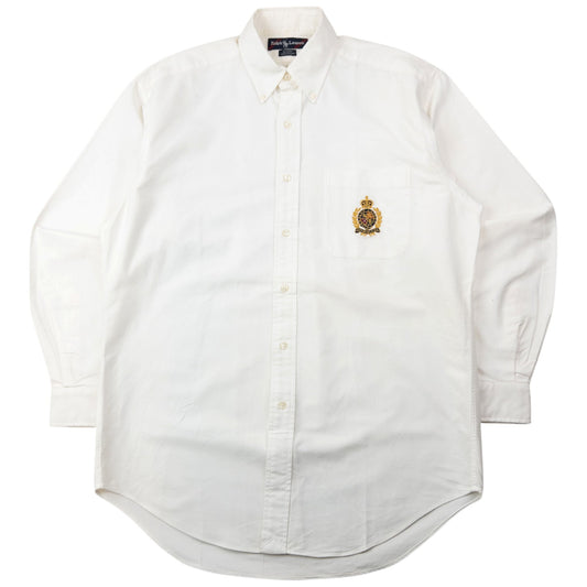 Vintage 90s Ralph Lauren Blaire Crest Long Sleeve Button Up Shirt Size L | Large, Red