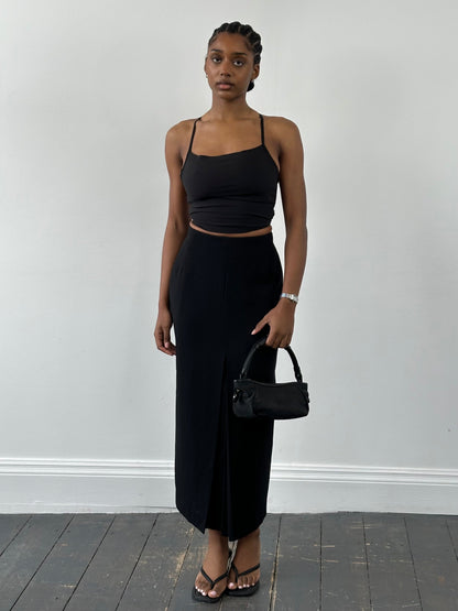 Jaeger 1990s Pure Wool Side Split Maxi Skirt - W24