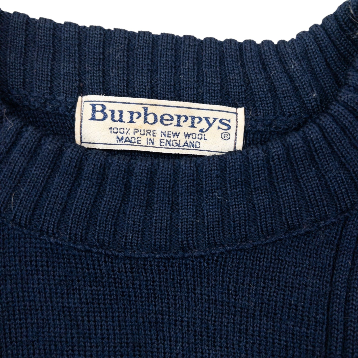 Vintage 90s Burberry Wool Jumper Size S | Small, Navy
