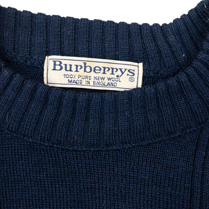 Vintage 90s Burberry Wool Jumper Size S | Small, Navy