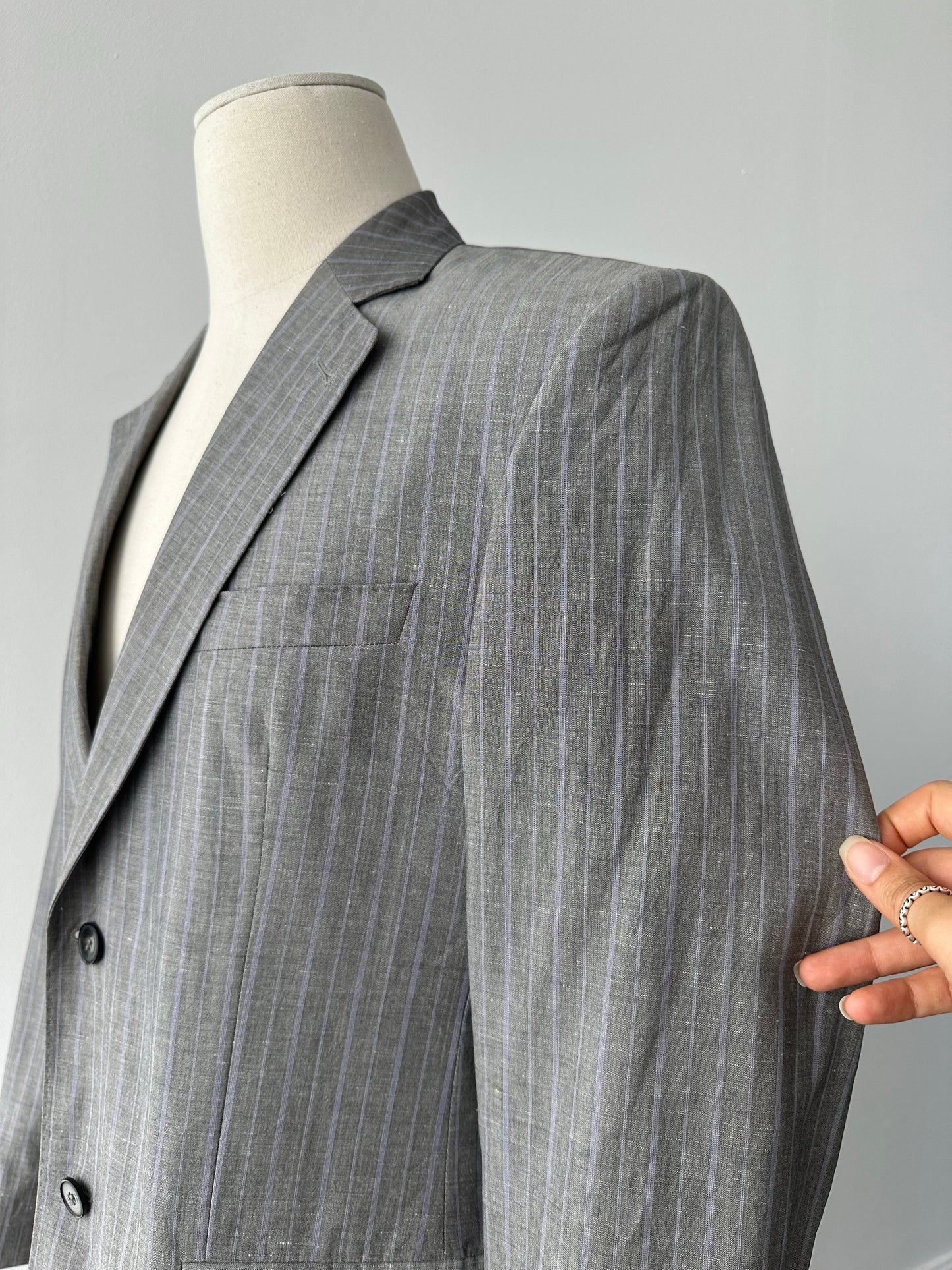 Loro Piana x Coldes 1990s Linen Striped Blazer - 40R