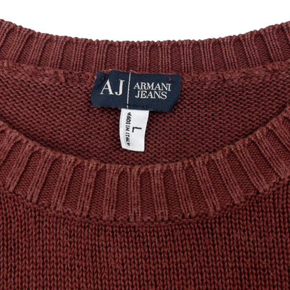 Vintage 2000s Armani Jeans Knit Jumper Size M | Medium, Burgundy