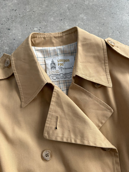 London Fog Cotton Double Breasted Belted Trench Coat - M