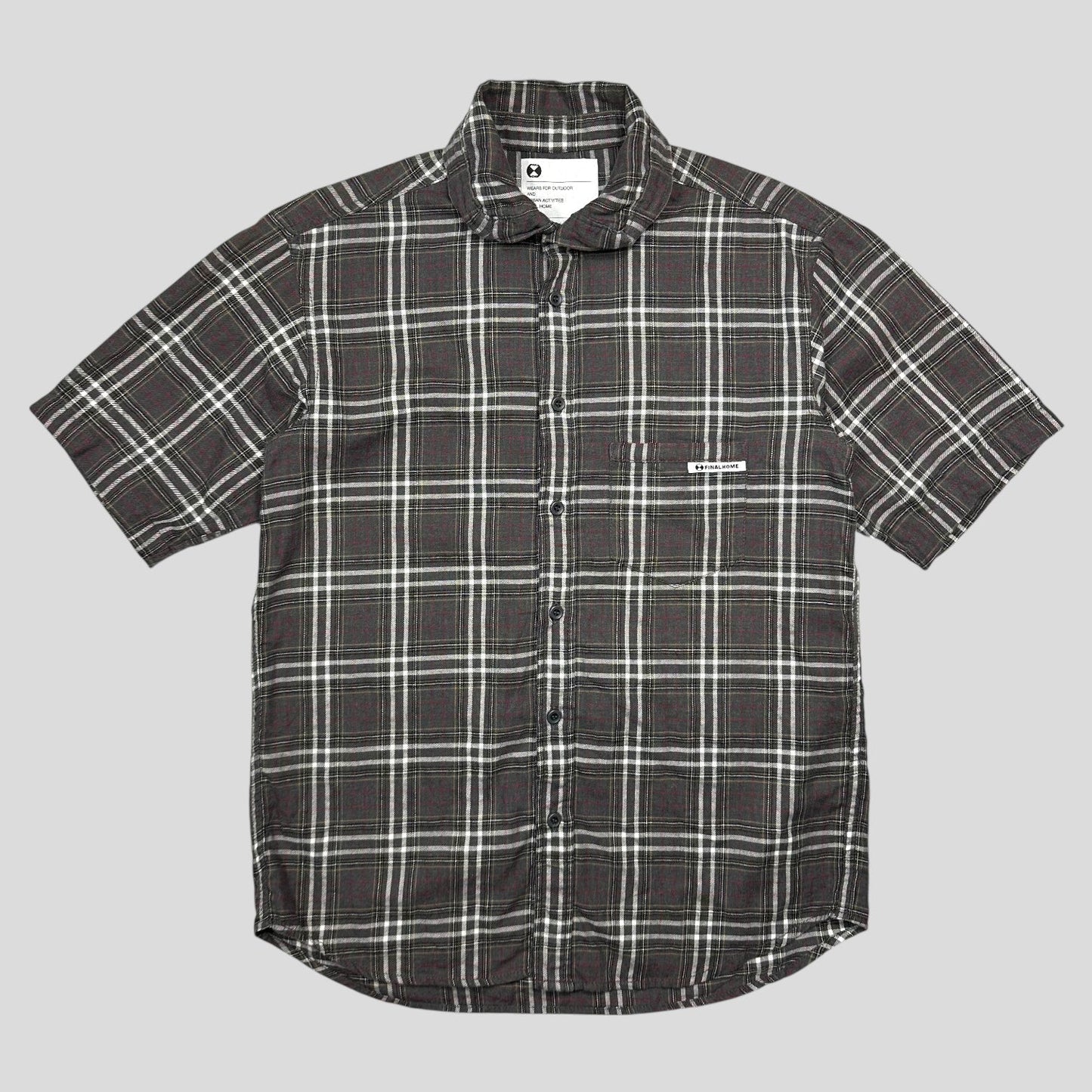Final Home AW08 Grey Nova Check Pocket Logo Shirt - S