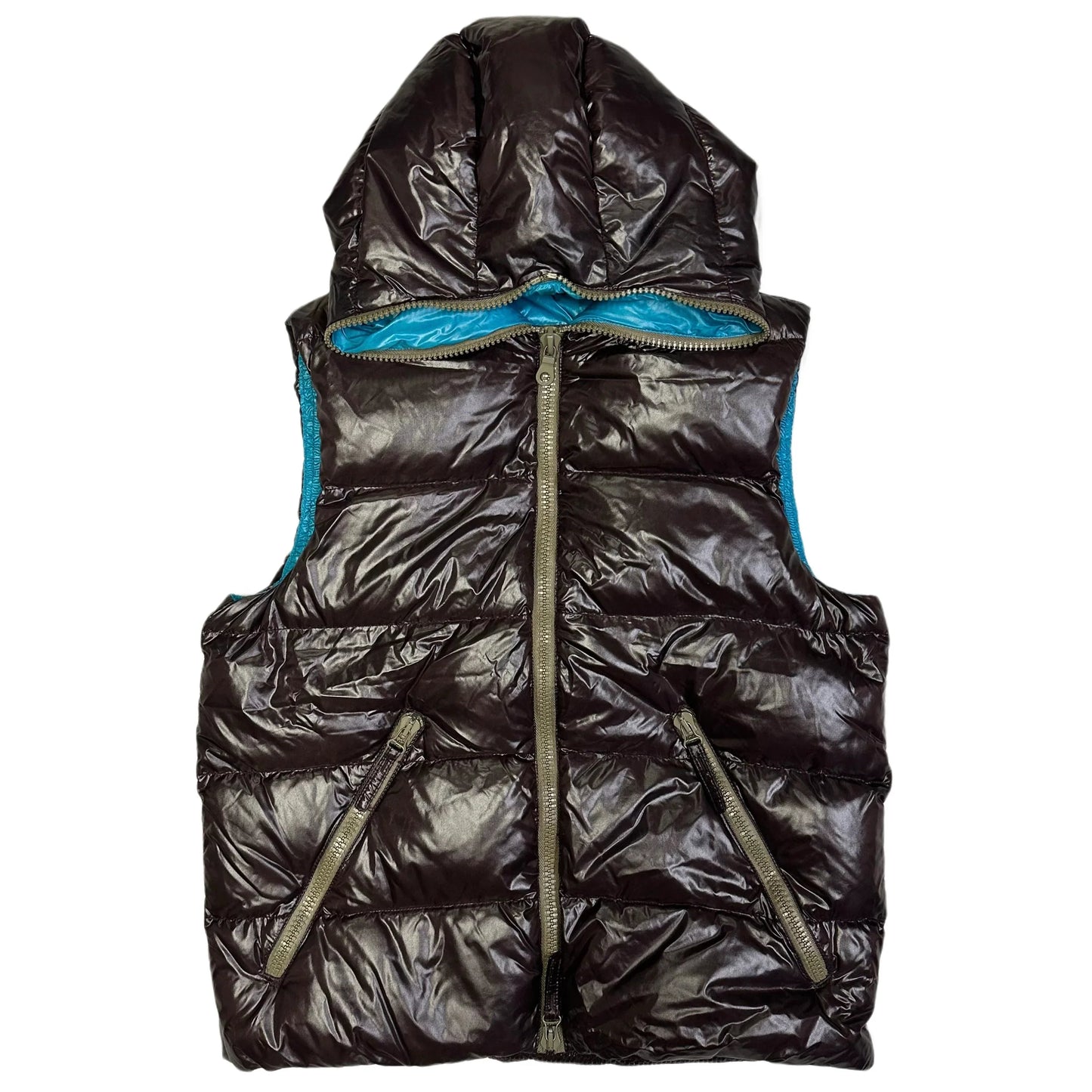 Duvetica Hooded Puffer Gilet In Brown ( L )